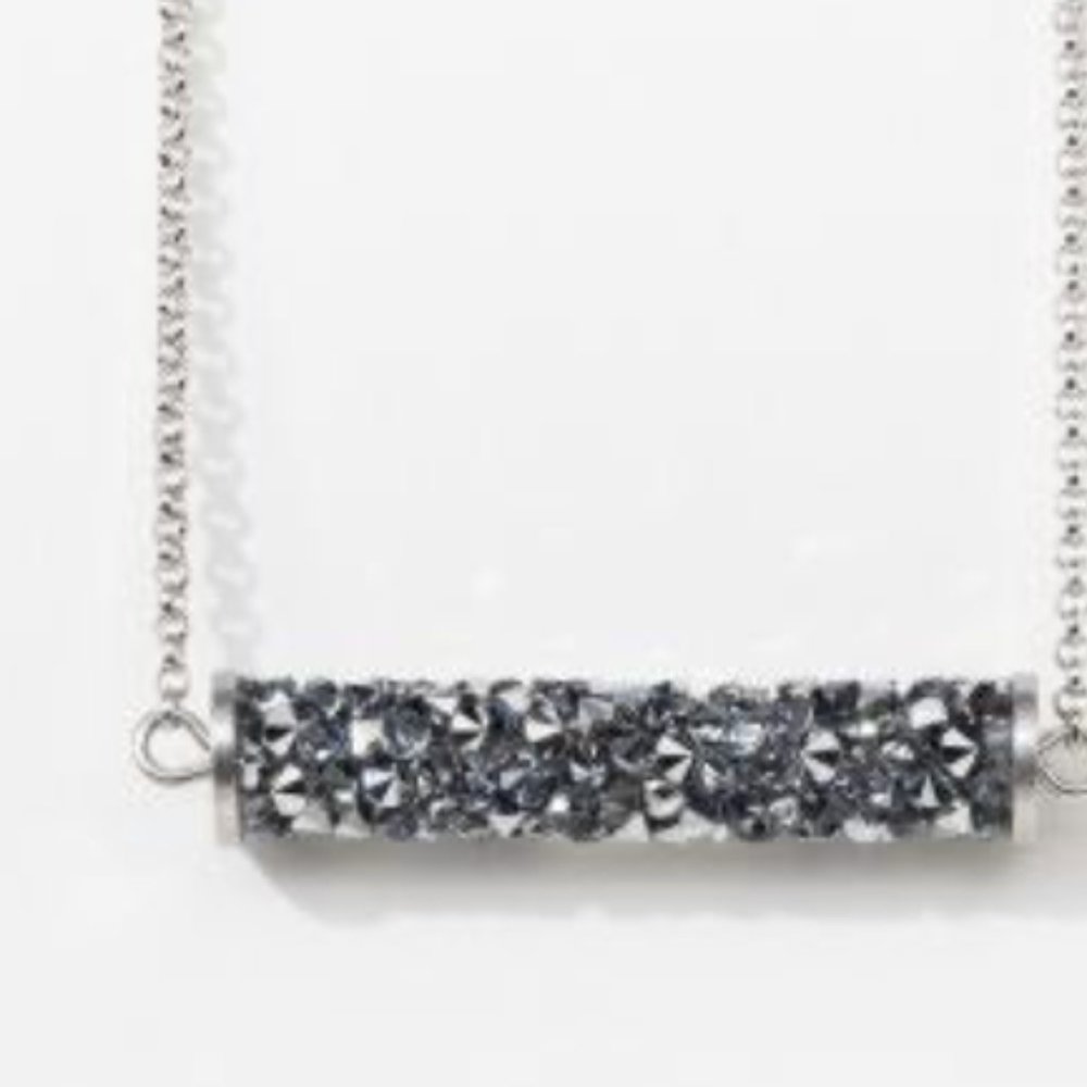 Touchstone Crystal By Swarovski Black and Silver Pipette Necklace